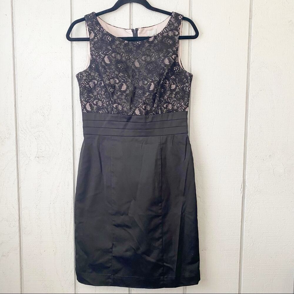LBD Black Cocktail Lace Overlay Dress